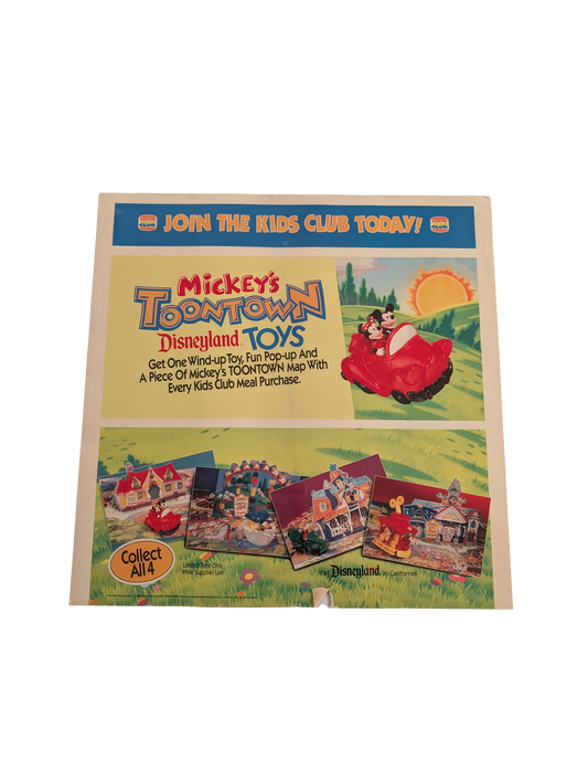 Mickey's Toontown Disneyland Toys Burger King Kids Club Poster 20in x 20in