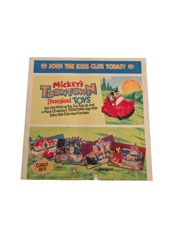 Mickey's Toontown Disneyland Toys Burger King Kids Club Poster 20in x 20in