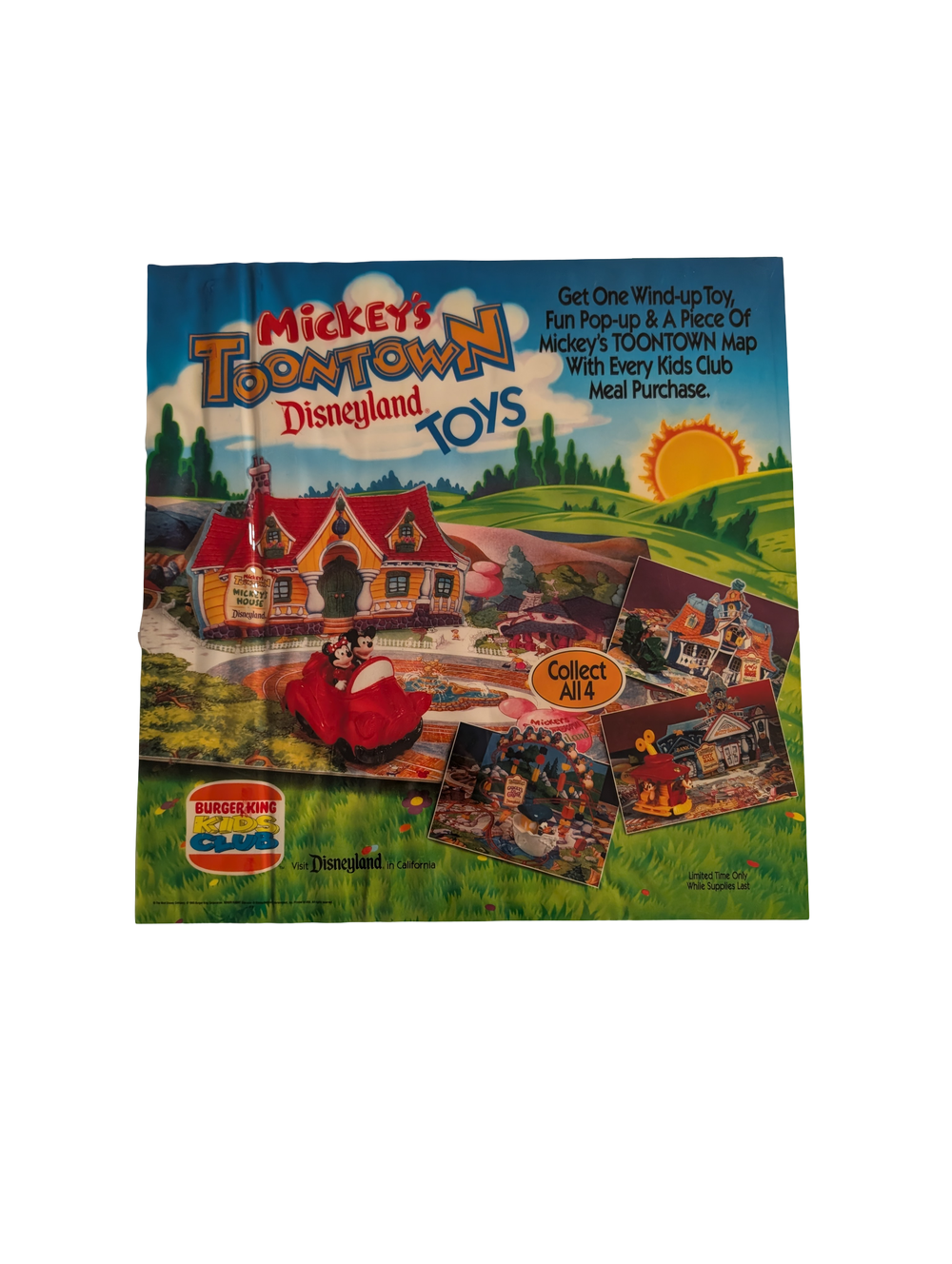 Mickey's Toontown Disneyland Toys Burger King Kids Club Window Decal 17in x 17in