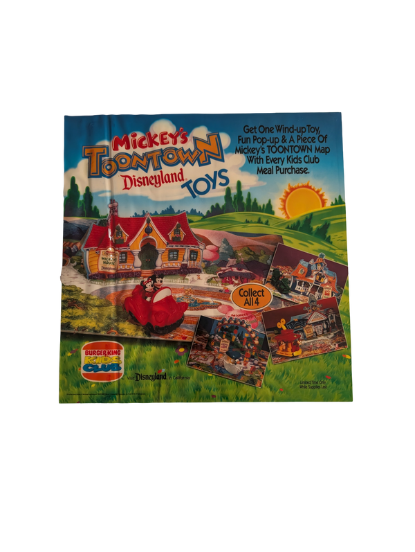 Mickey's Toontown Disneyland Toys Burger King Kids Club Window Decal 17in x 17in