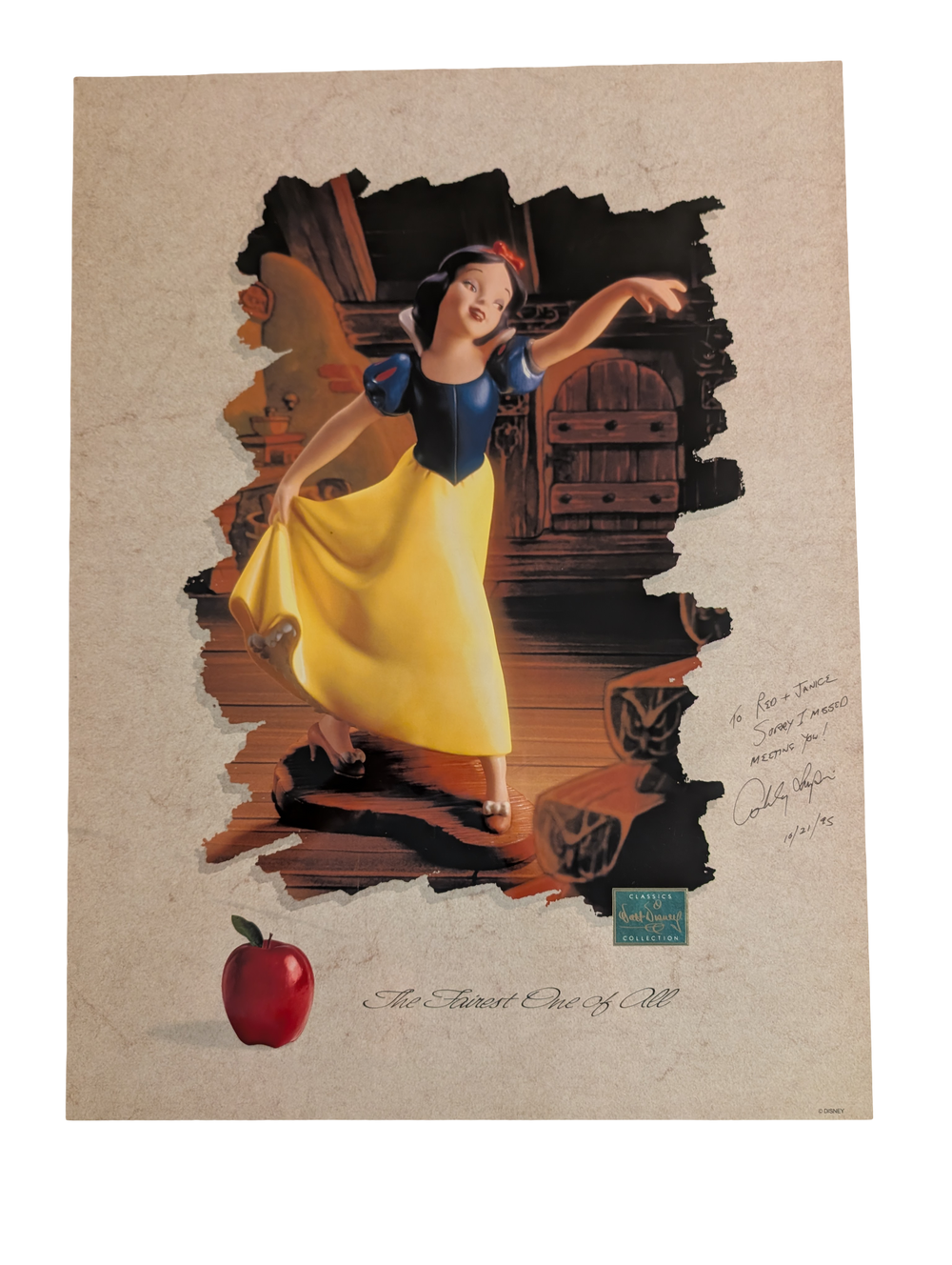 Snow White "The Fairest One of All" WDCC Poster 18in x 24in Signed by  Ashley Lupin TO RED & JANICE 10/21/95