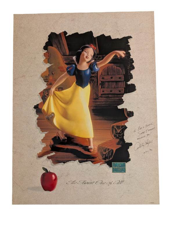 Snow White "The Fairest One of All" WDCC Poster 18in x 24in Signed by  Ashley Lupin TO RED & JANICE 10/21/95