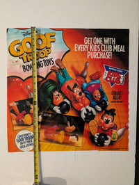 Disney's Goof Troop Bowling Toys Burger King Kids Club Window Decal 20in x 20in