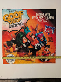 Disney's Goof Troop Bowling Toys Burger King Kids Club Window Decal 20in x 20in