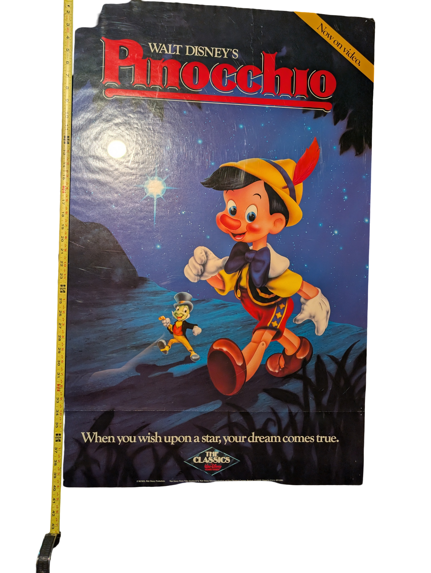 "Pinocchio" Walt Disney Video Poster 26in x 40in