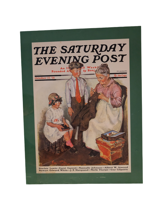 The Saturday Evening Post October 17, 1931 "Mending His Jacket" by Ellen Pyle 13in x 17in Print