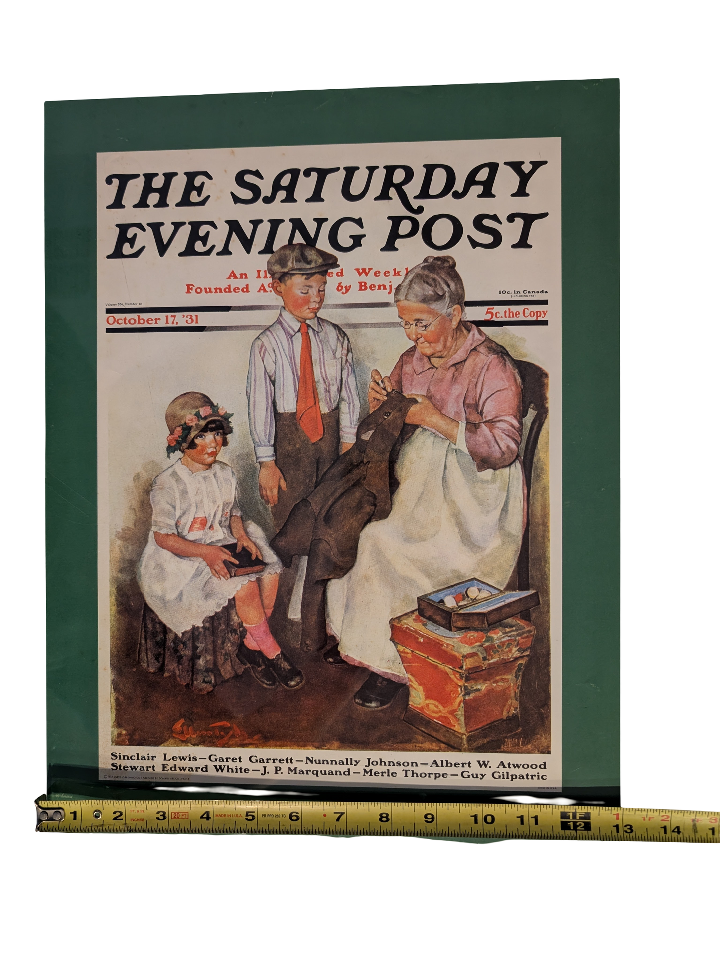 The Saturday Evening Post October 17, 1931 "Mending His Jacket" by Ellen Pyle 13in x 17in Print