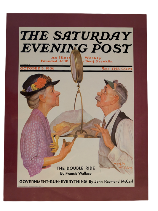 The Saturday Evening Post October 3, 1936 "Tipping the Scales" by Leslie Thrasher 13in x 17in Print