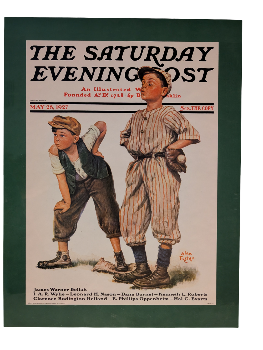 The Saturday Evening Post May 28, 1927 "Safe on Base" by Alan Foster 13in x 17in Print