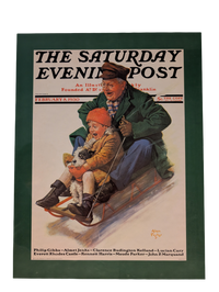 The Saturday Evening Post February 8, 1930 "Sledding with Grandpa" by Alan Foster 13in x 17in Print