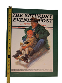 The Saturday Evening Post February 8, 1930 "Sledding with Grandpa" by Alan Foster 13in x 17in Print
