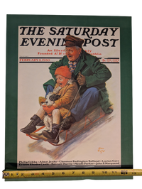 The Saturday Evening Post February 8, 1930 "Sledding with Grandpa" by Alan Foster 13in x 17in Print