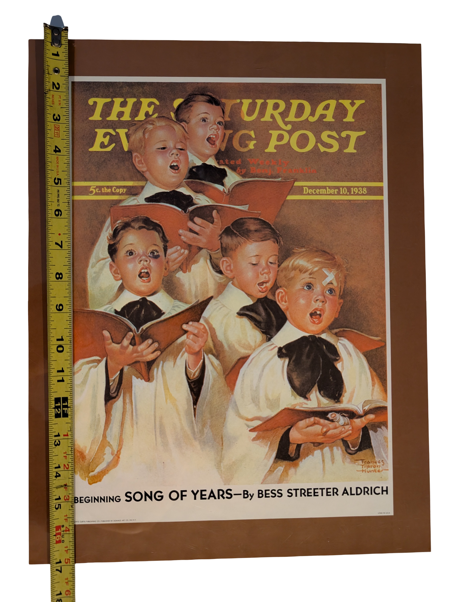 The Saturday Evening Post December 10, 1938 "Choir Boys Will Be Boys" by Frances Tipton Hunter 13in x 17in Print