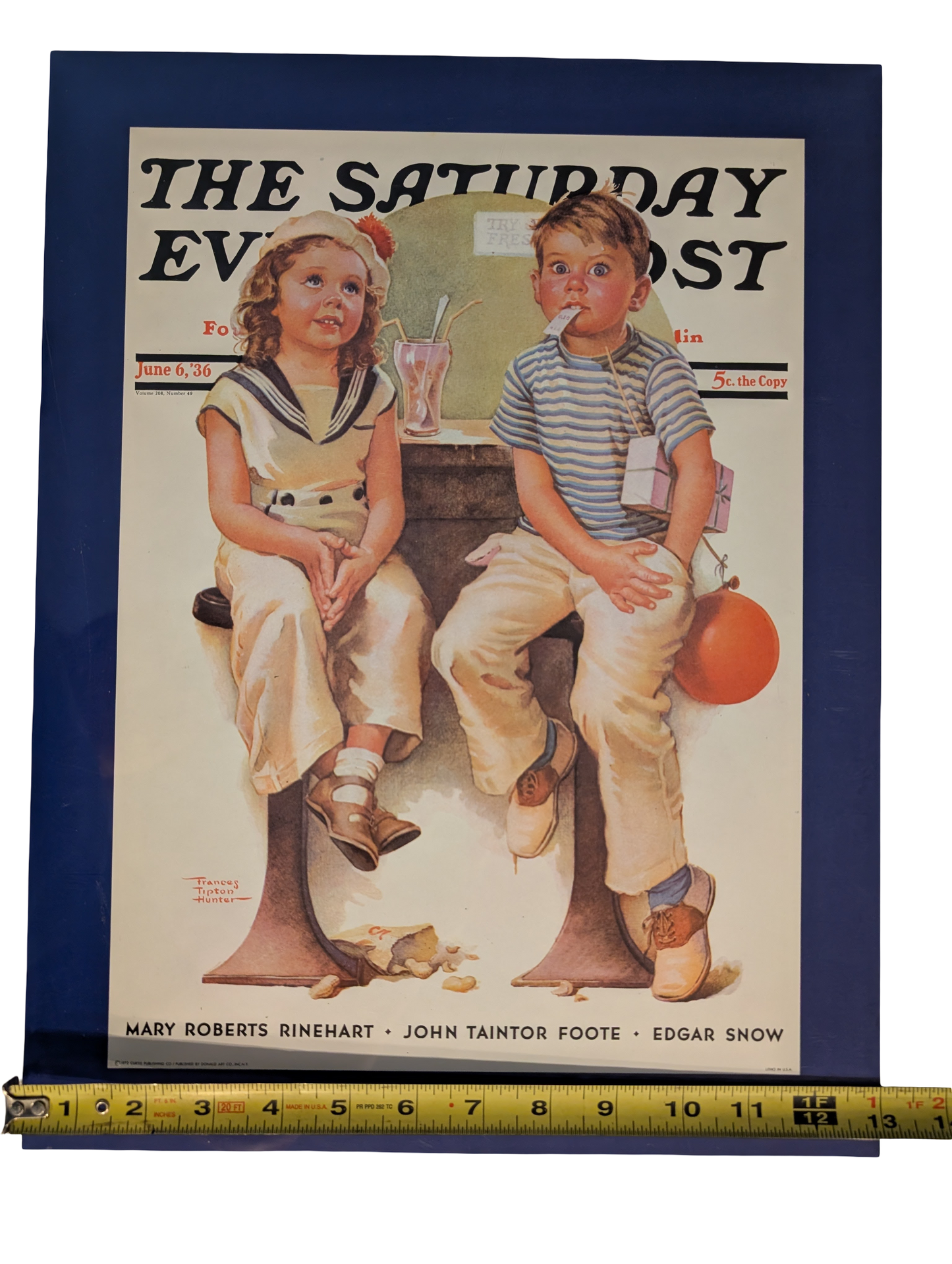 The Saturday Evening Post June 6, 1936 "No Money for Her Soda" by Frances Tipton Hunter 13in x 17in Print