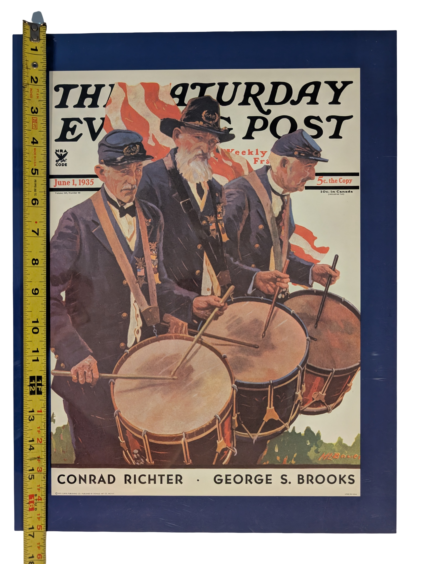 The Saturday Evening Post June 1, 1935 "War Veterans" by Maurice Bower 13in x 17in Print