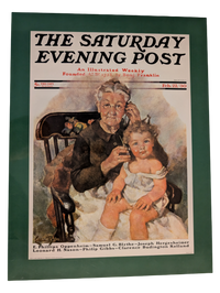 The Saturday Evening Post February 22, 1930 "Grandma and granddaughter listening to radio handset" by Ellen Pyle 13in x 17in Print