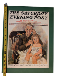 The Saturday Evening Post February 22, 1930 "Grandma and granddaughter listening to radio handset" by Ellen Pyle 13in x 17in Print