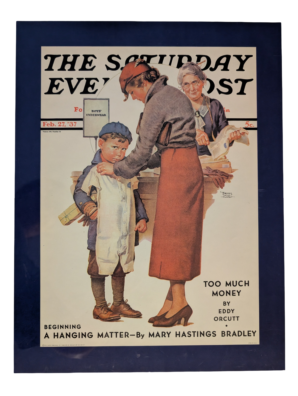 The Saturday Evening Post February 27, 1937 "New Woolies" by Frances Tipton Hunter 13in x 17in Print
