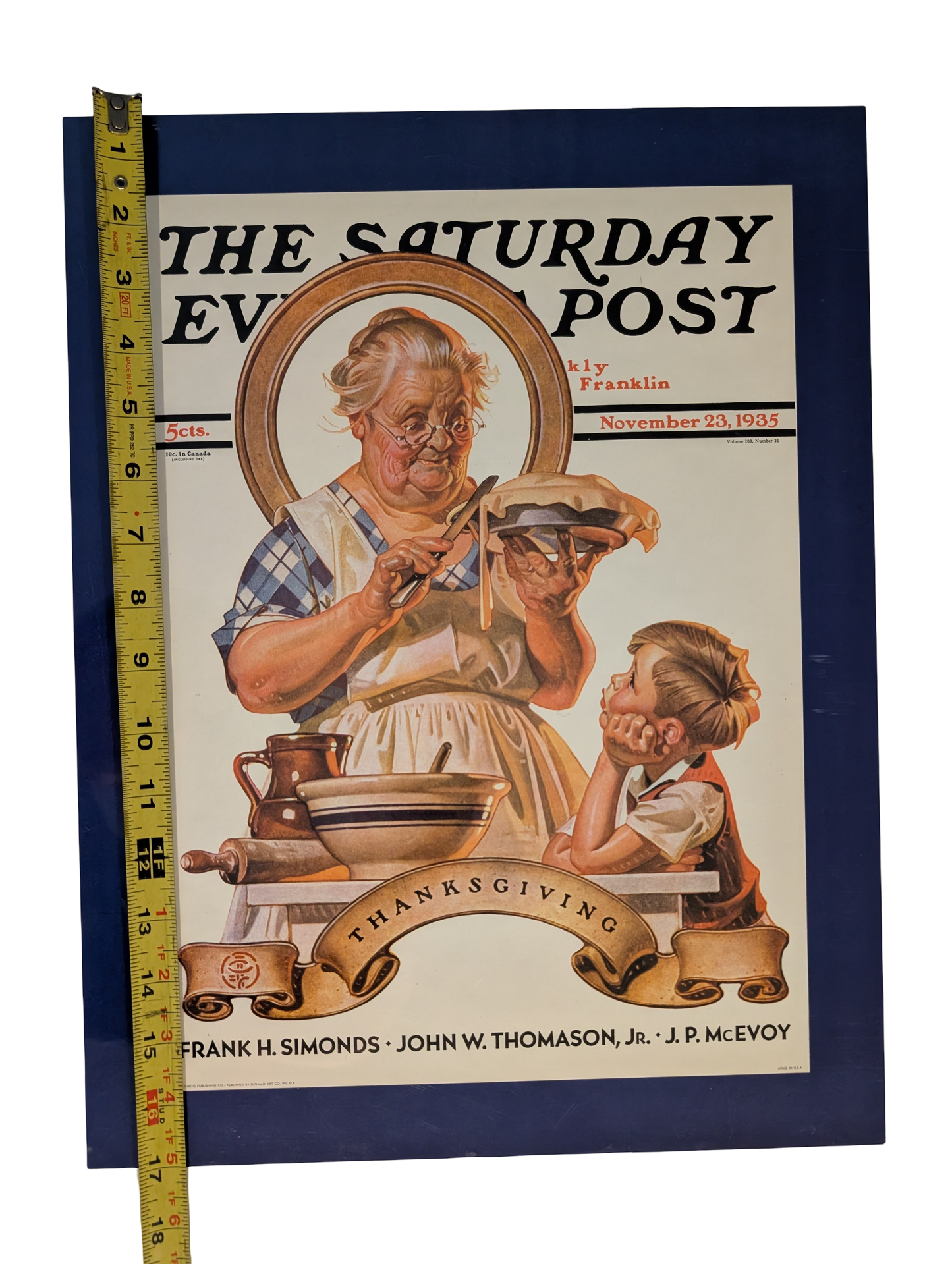 The Saturday Evening Post November 23, 1935 "Trimming the Pie" by Joseph Christian Leyendecker 13in x 17in Print
