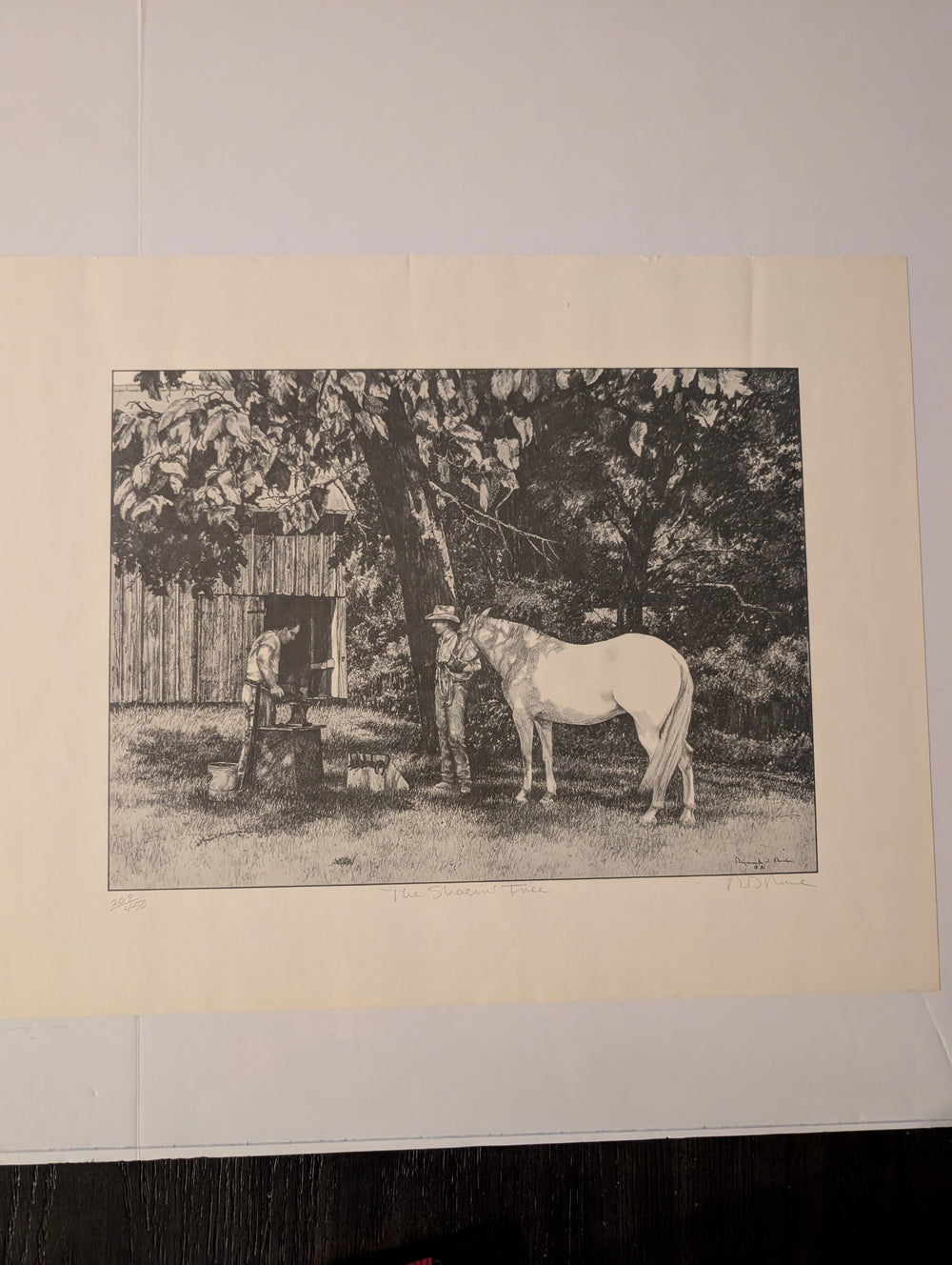 "The Shoein' Tree" by Raymond J. Mueller 268/450 print 16in x 20in