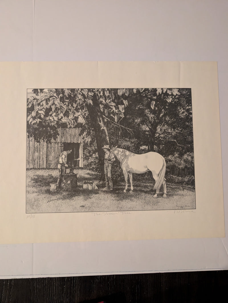 "The Shoein' Tree" by Raymond J. Mueller 268/450 print 16in x 20in
