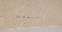 "The Telephone Lineman" by Norman Rockwell Print 27.5in x 37in