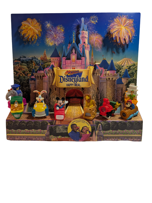 McDonald's Happy Meal Featuring 40 Years of Adventures Disneyland Happy Meal Toy Display