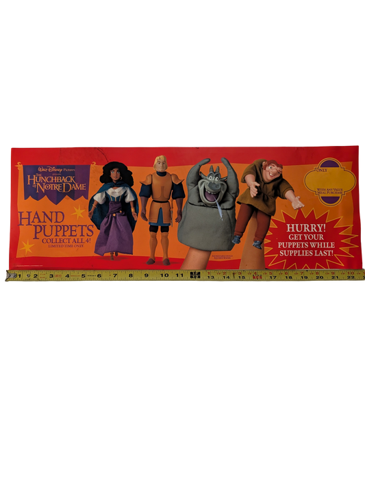 Burger King Kids Club Hunchback of Notre Dame Hand Puppets Poster  8in x 22in