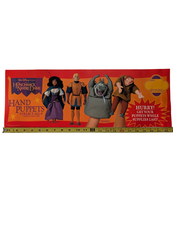 Burger King Kids Club Hunchback of Notre Dame Hand Puppets Poster  8in x 22in