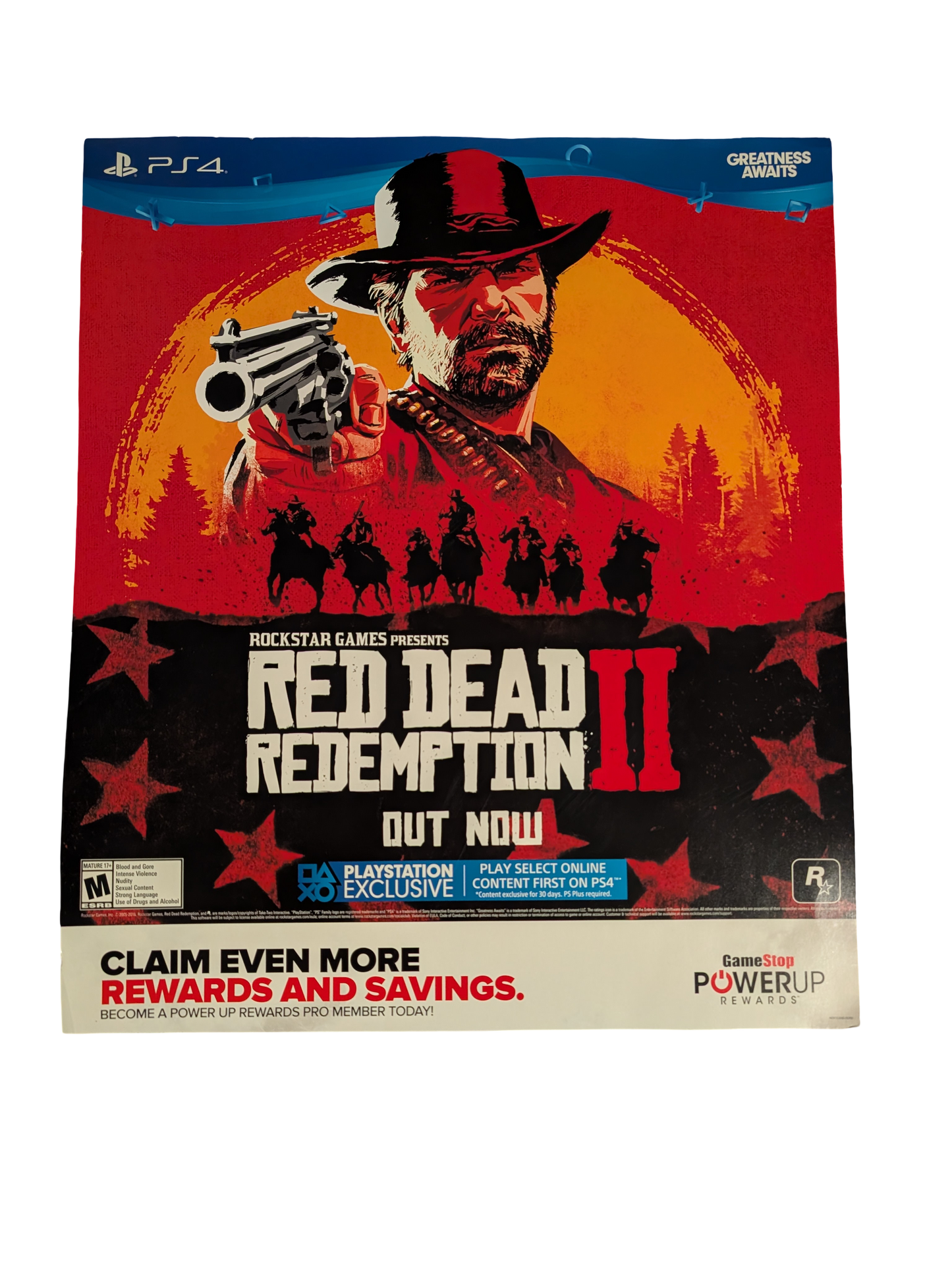 Red Dead Redemption II PS4 Game Stop Poster 24in x 28in