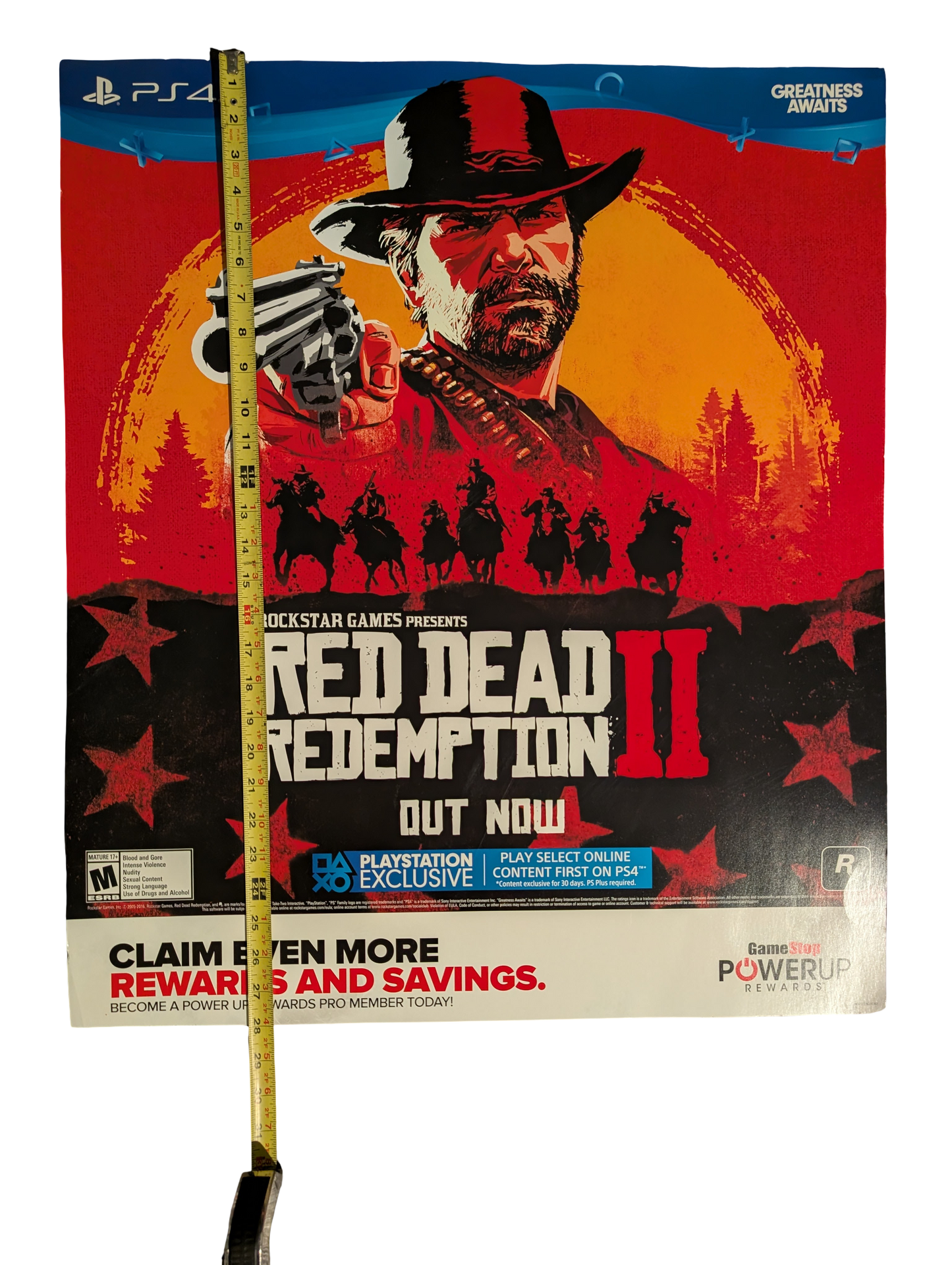 Red Dead Redemption II PS4 Game Stop Poster 24in x 28in