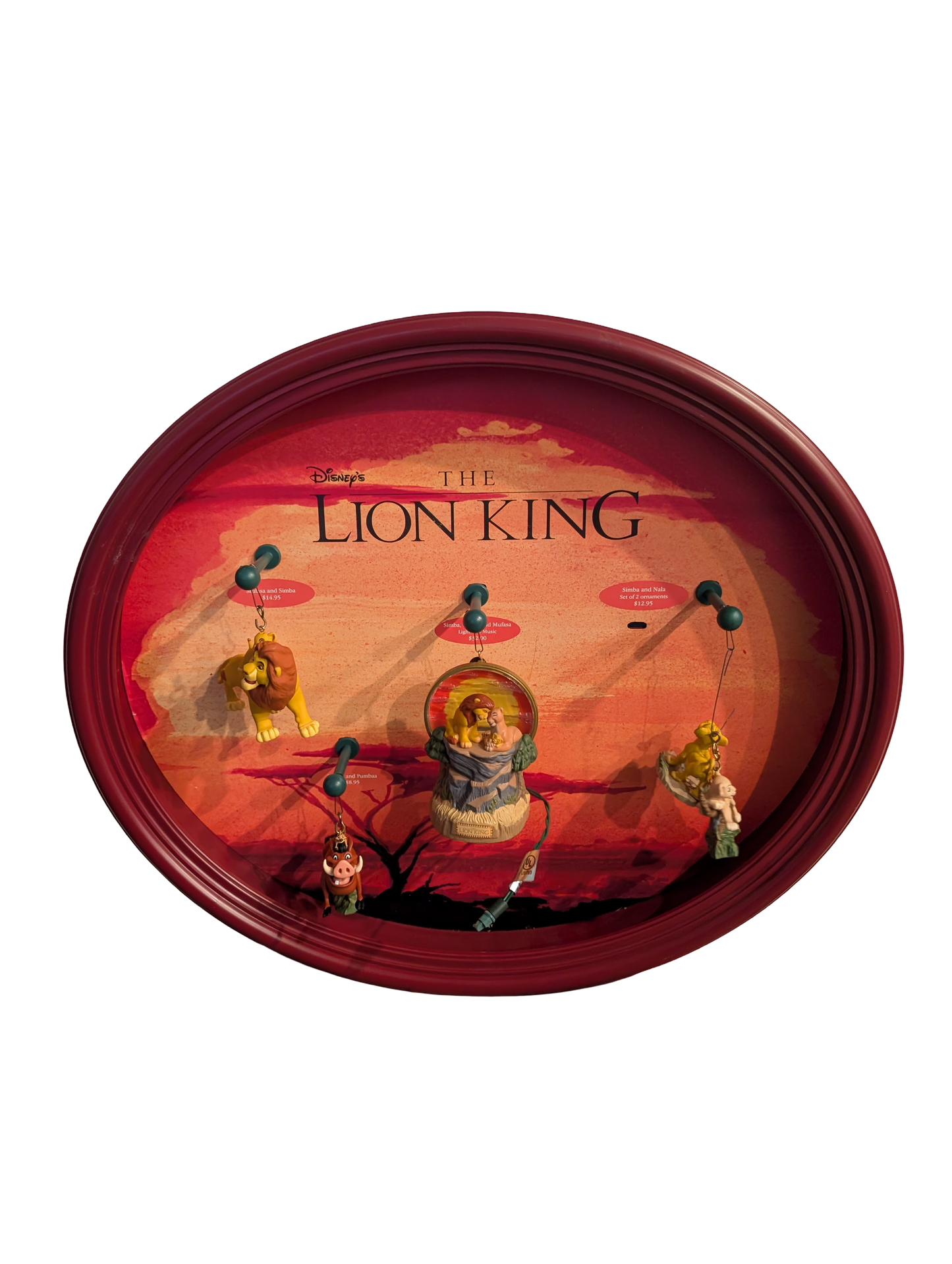 The Lion King 1997 Hallmark Keepsake Ornaments (4) with Display