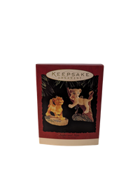 The Lion King 1997 Hallmark Keepsake Ornaments (4) with Display