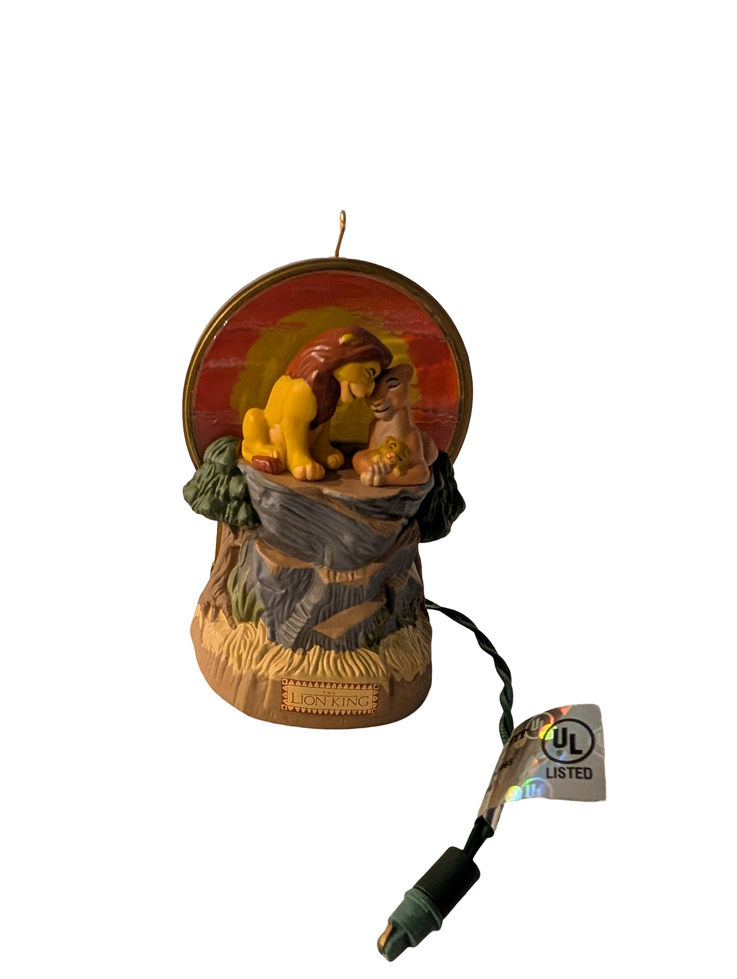 The Lion King 1997 Hallmark Keepsake Ornaments (4) with Display
