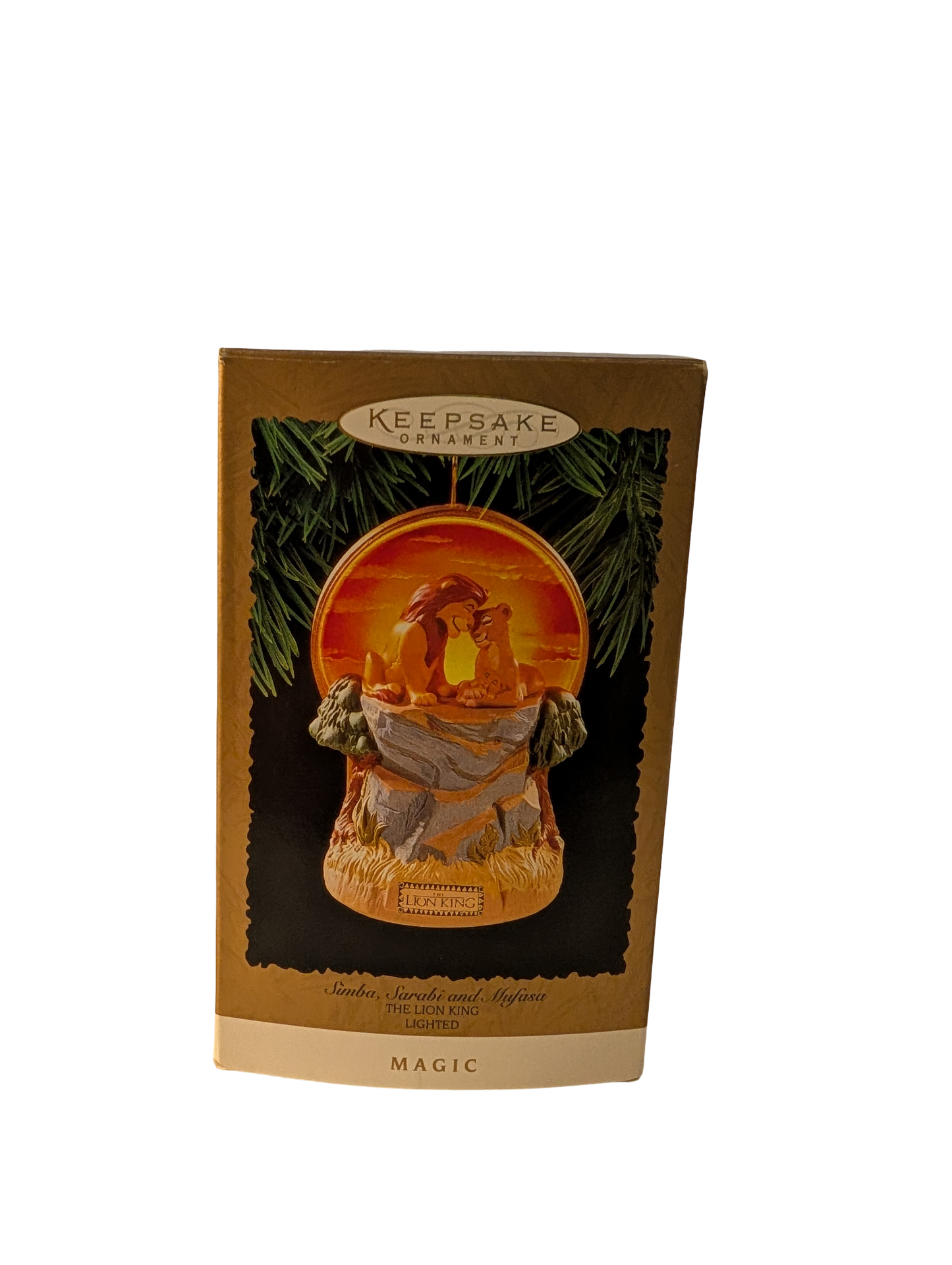 The Lion King 1997 Hallmark Keepsake Ornaments (4) with Display