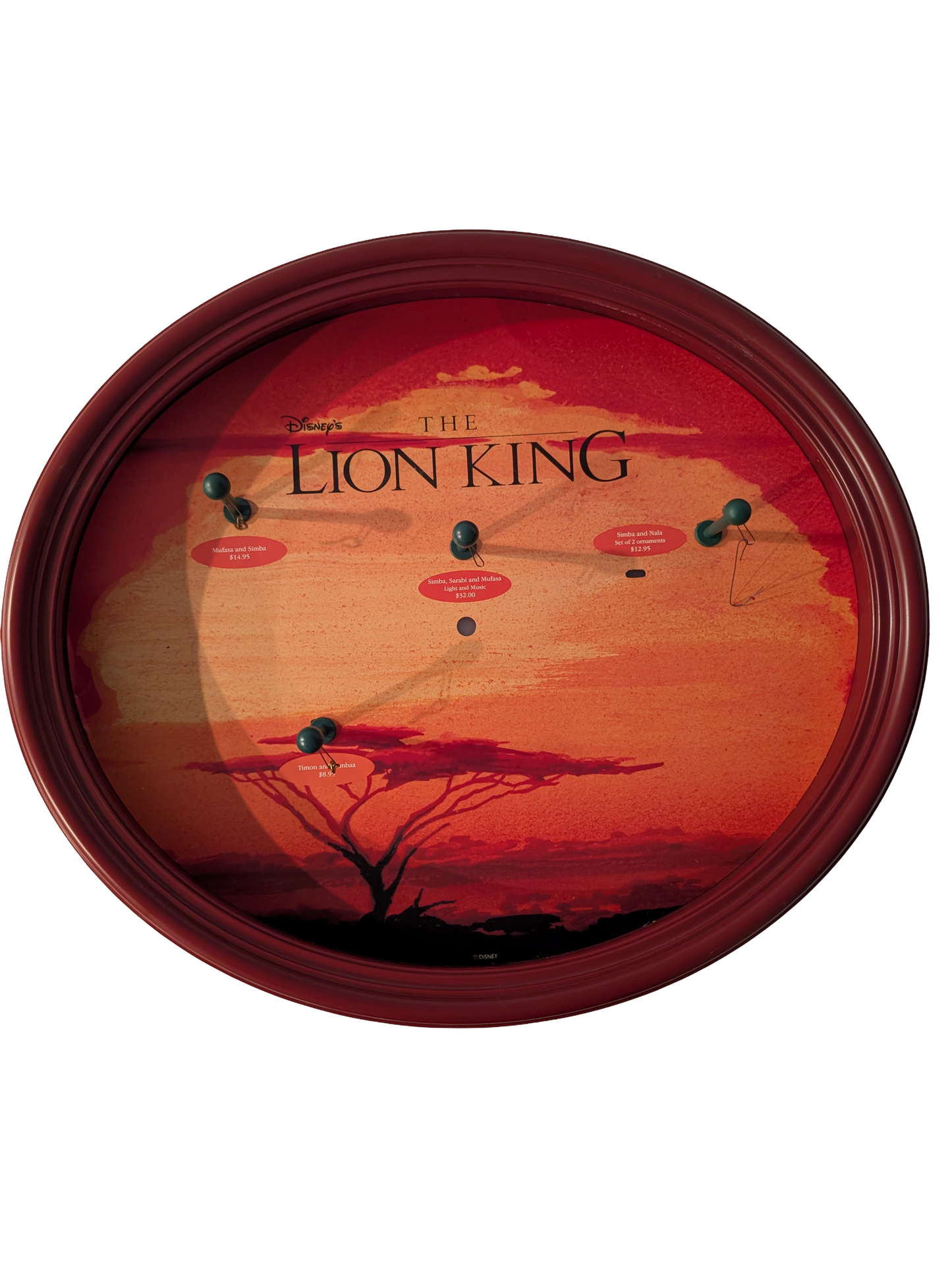 The Lion King 1997 Hallmark Keepsake Ornaments (4) with Display