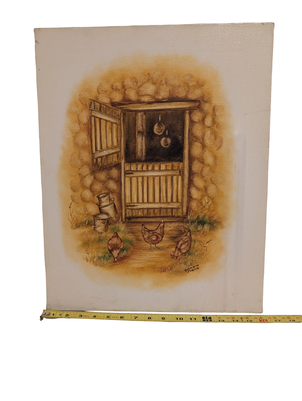 Chicken Coop Oil painting by Georgia Feazle 16in x 20in Canvas