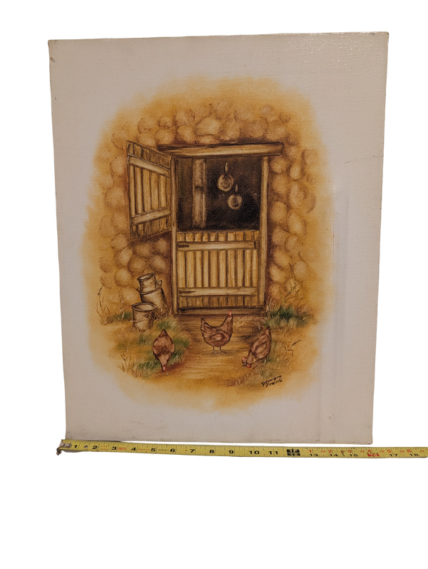 Chicken Coop Oil painting by Georgia Feazle 16in x 20in Canvas