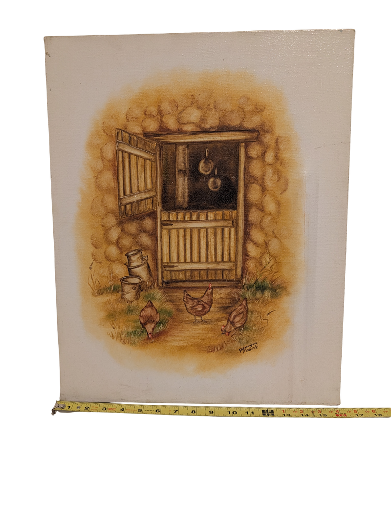 Chicken Coop Oil painting by Georgia Feazle 16in x 20in Canvas