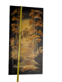 Orange and Black Fall Tree acrylic painting 15in x 30in Canvas
