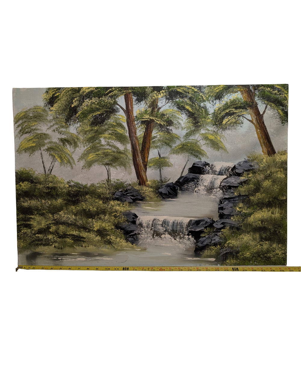 Babbling Brook in the woods acrylic painting 20in x 30in Canvas Board Version 1