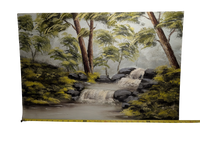 Babbling Brook in the woods acrylic painting 20in x 30in Canvas Board Version 2