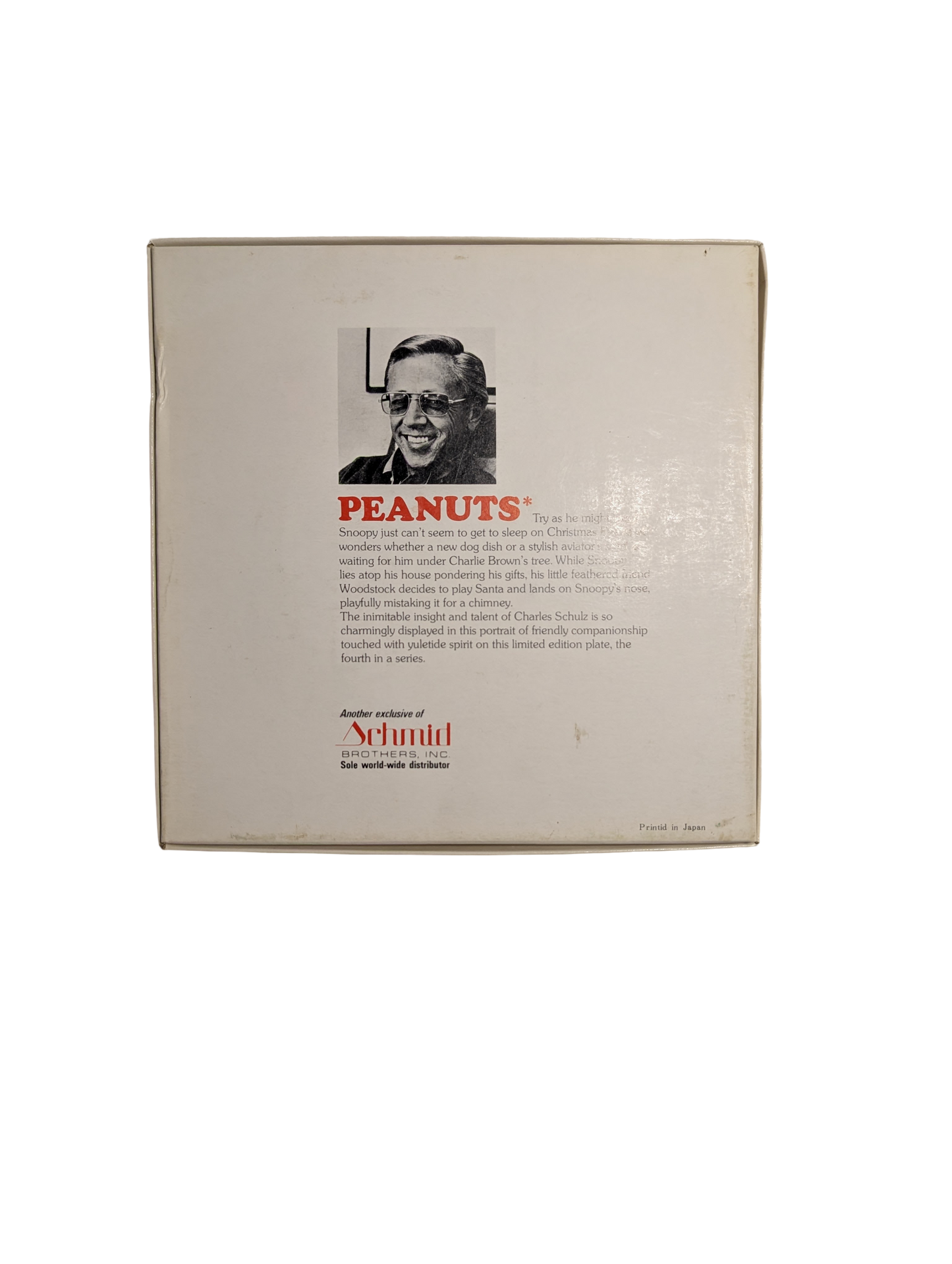 Charles Schultz PEANUTS 1975 Christmas Plate Limited Edition - Fourth in a Series