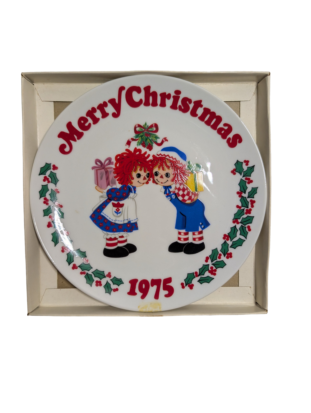 The Raggedy Ann & Andy 1975 Christmas Plate Limited Edition
