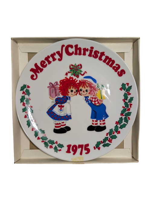 The Raggedy Ann & Andy 1975 Christmas Plate Limited Edition