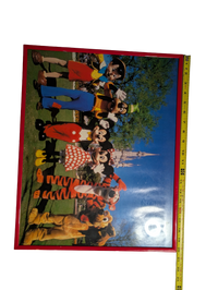 Vintage Walt Disney World Poster picturing Pinocchio, Goofy, Mickey, Minnie, Tigger and Pluto 16in x 20in Framed