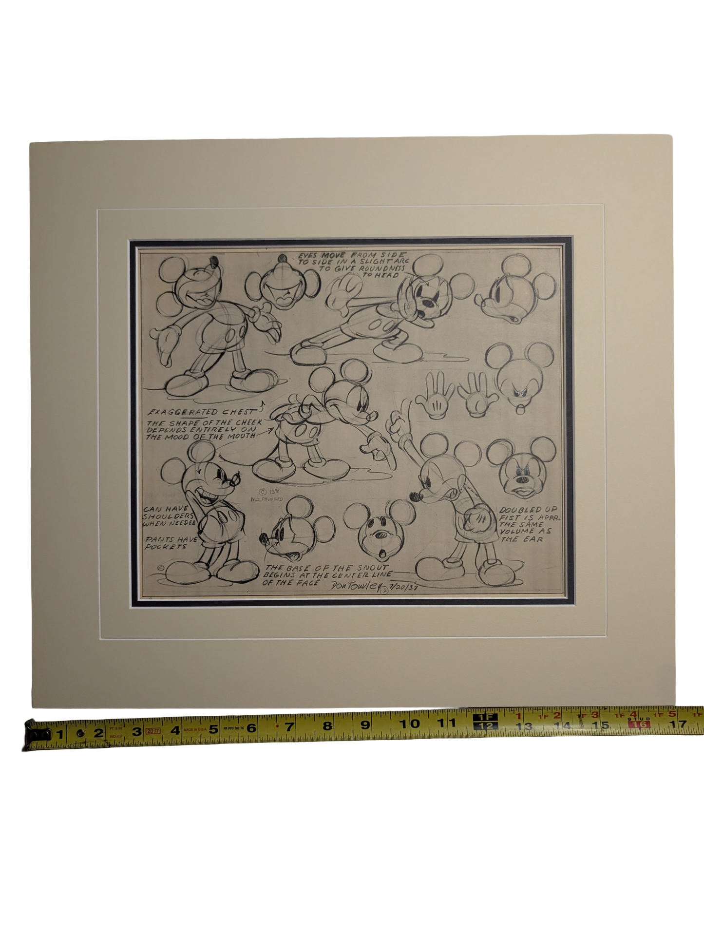 Certified Original Model Sheet MICKEY MOUSE by Don Towsley 07/20/37