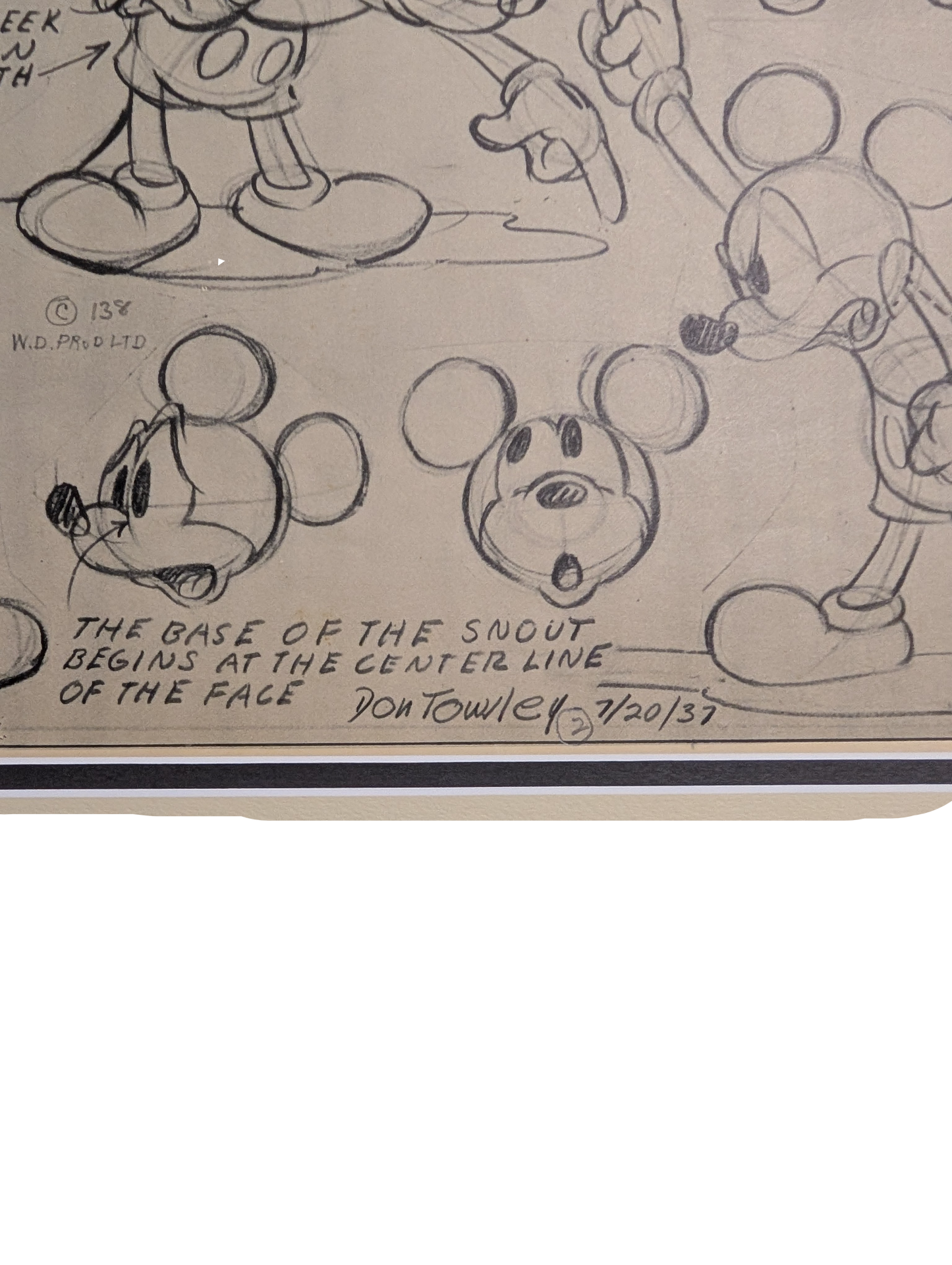Certified Original Model Sheet MICKEY MOUSE by Don Towsley 07/20/37