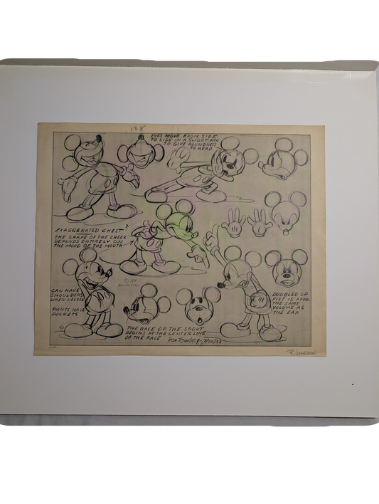 Certified Original Model Sheet MICKEY MOUSE by Don Towsley 07/20/37