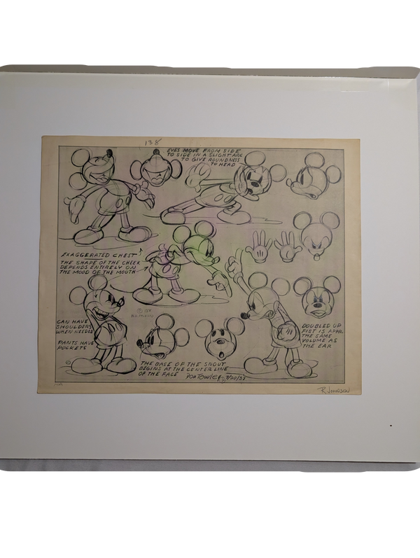 Certified Original Model Sheet MICKEY MOUSE by Don Towsley 07/20/37